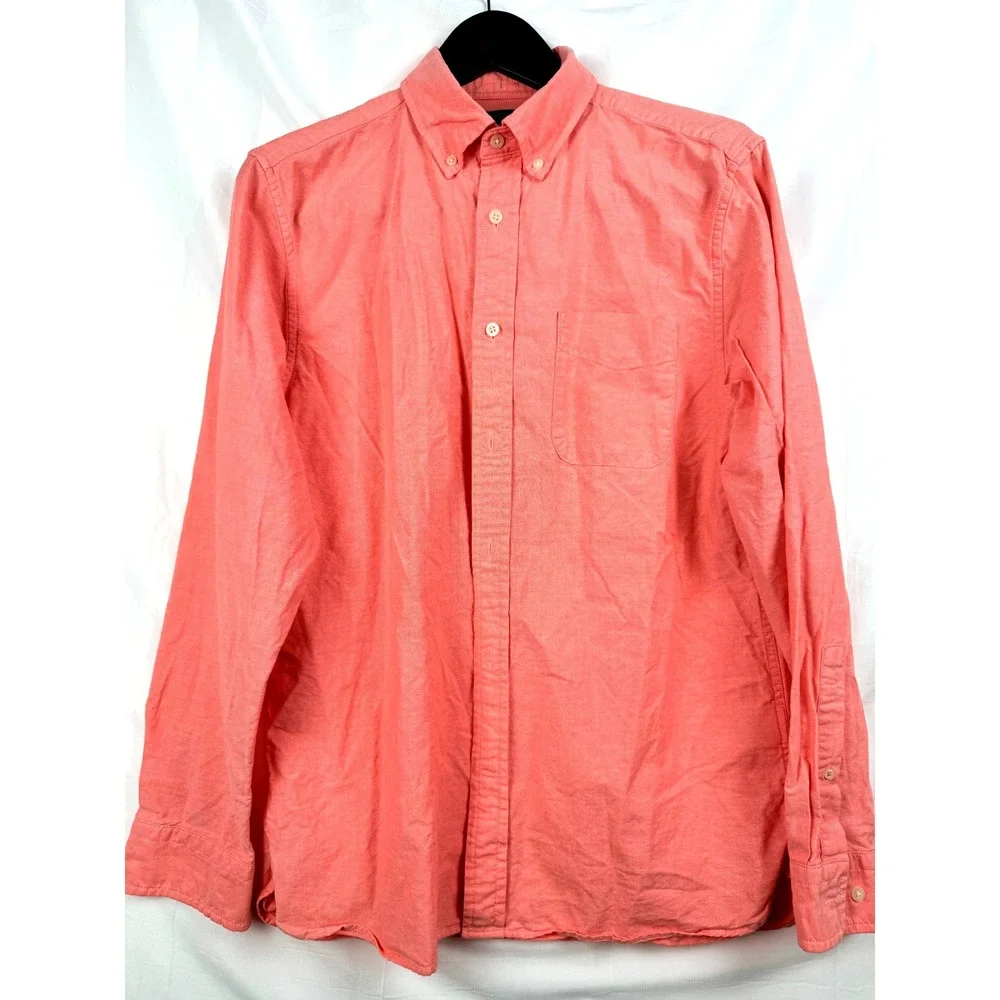 Banana Republic Organic Cotton Button Down Shirt Coral Pink Untucked StandardFit